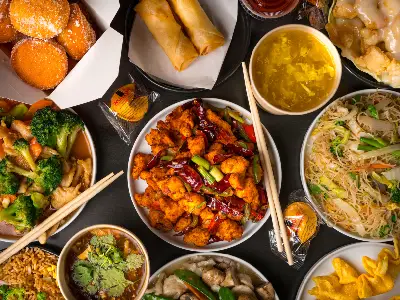 Asian cuisine platter at Mala Akbari